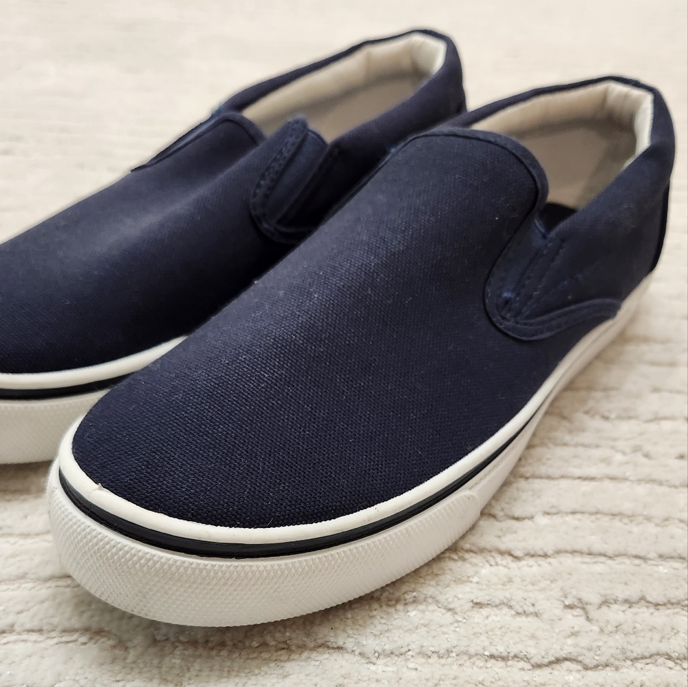 NEW GEORGE MEN'S NAVY BLUECANVAS SLIP ON SHOES SIZE 8